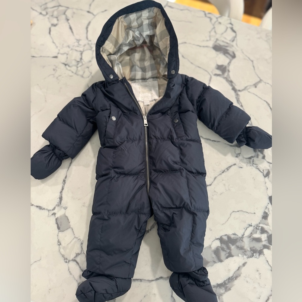 Baby boys navy blue Burberry snowsuit size 6 months